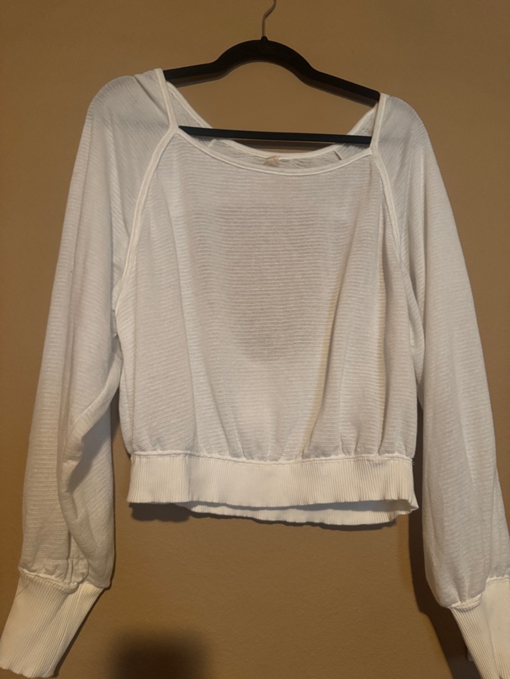 Free People White Lightweight Long-Sleeve Pullover Sweatshirt